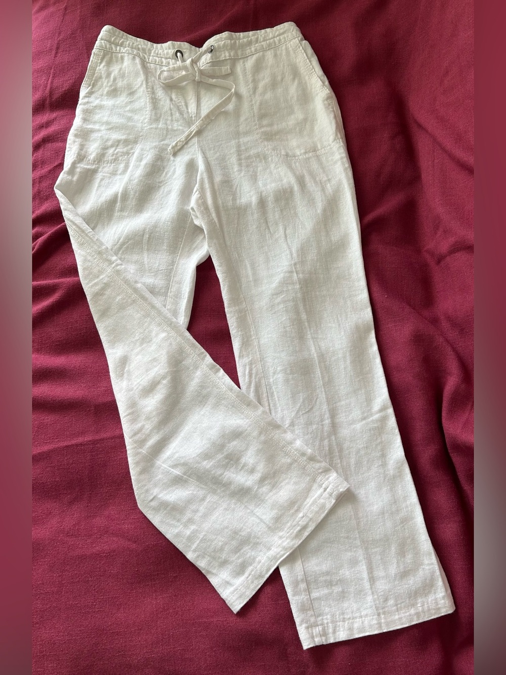 White Linen Drawstring Pants
